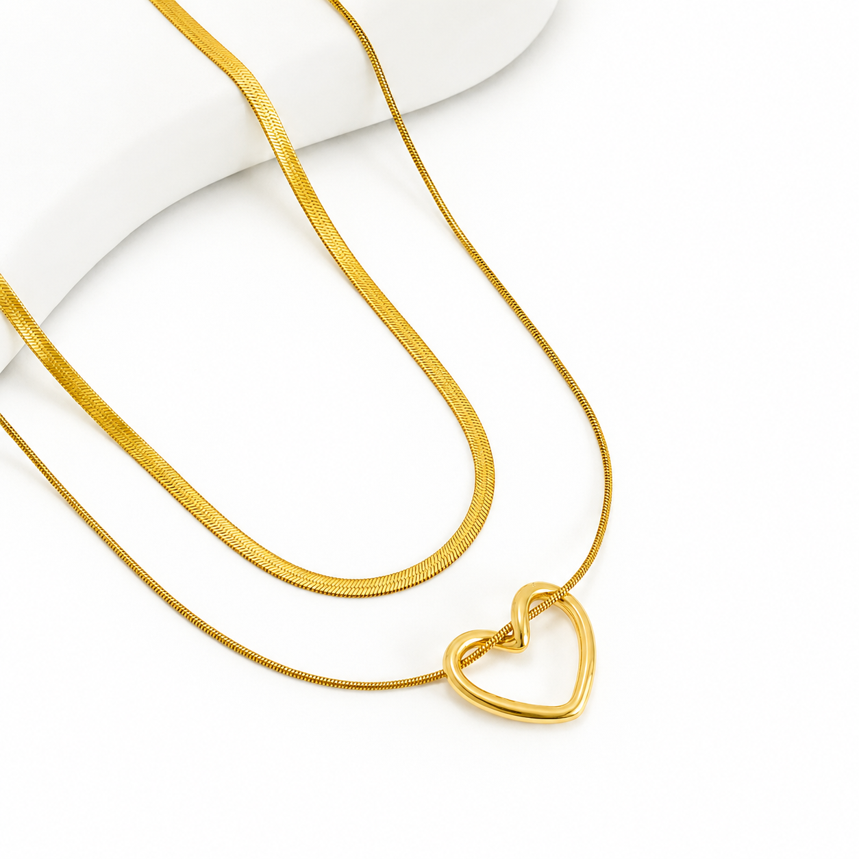 Heart Layered Gold Necklace - SN953
