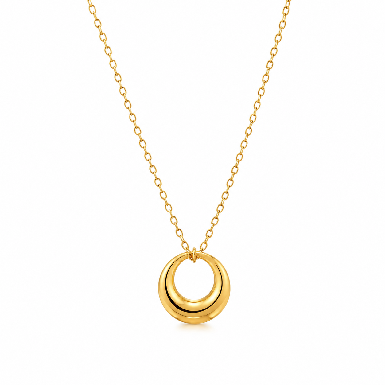 Oval Hollow Gold Necklace - SN603