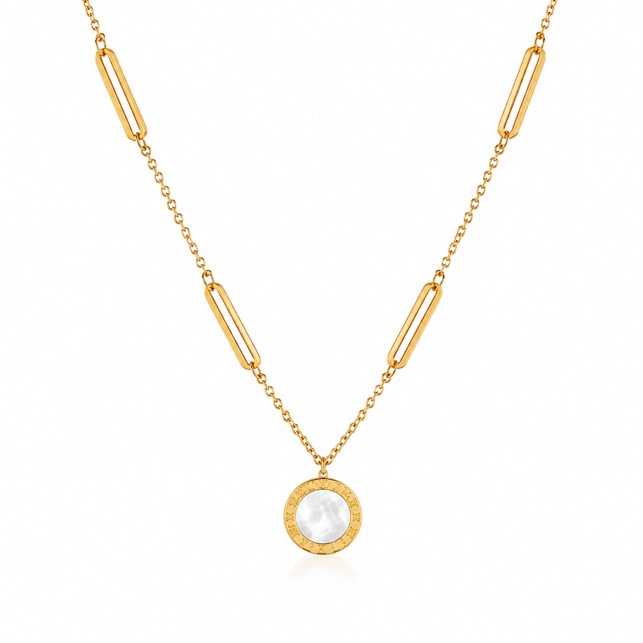 Black & White Clover Gold Necklace - SN830