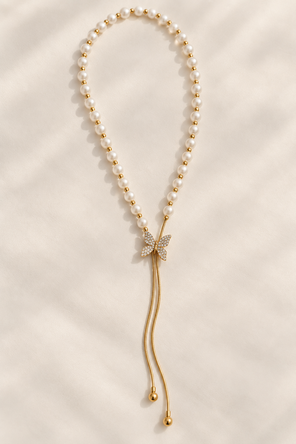 Korean Butterfly Pearl Necklace SN196