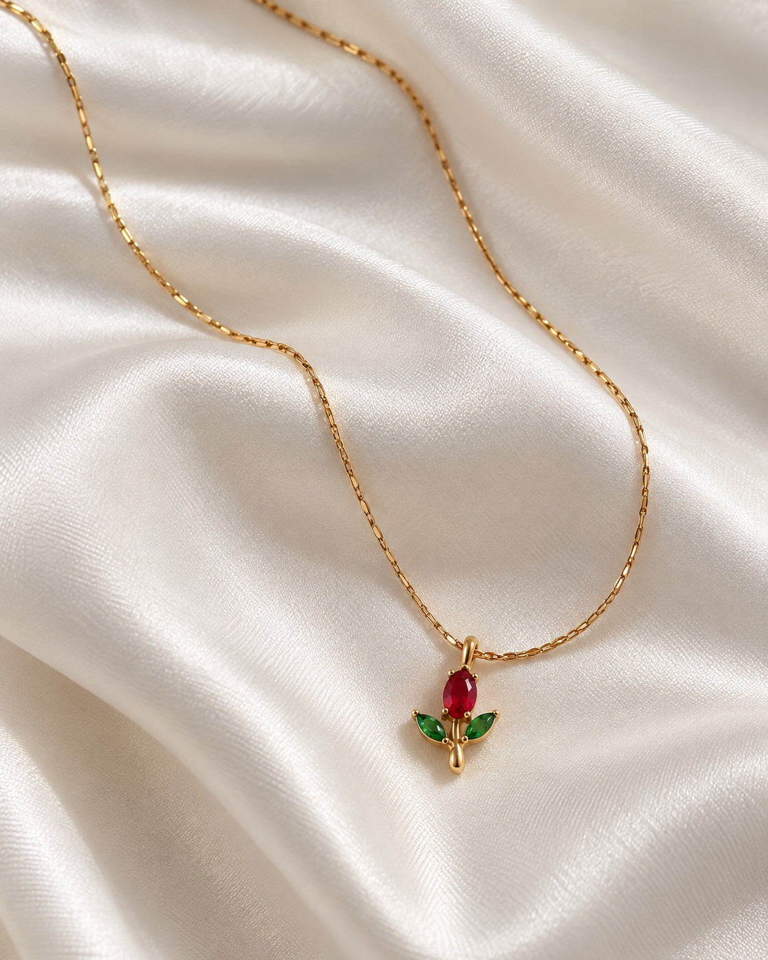 RED MINIMAL TULIP NECK CHAIN