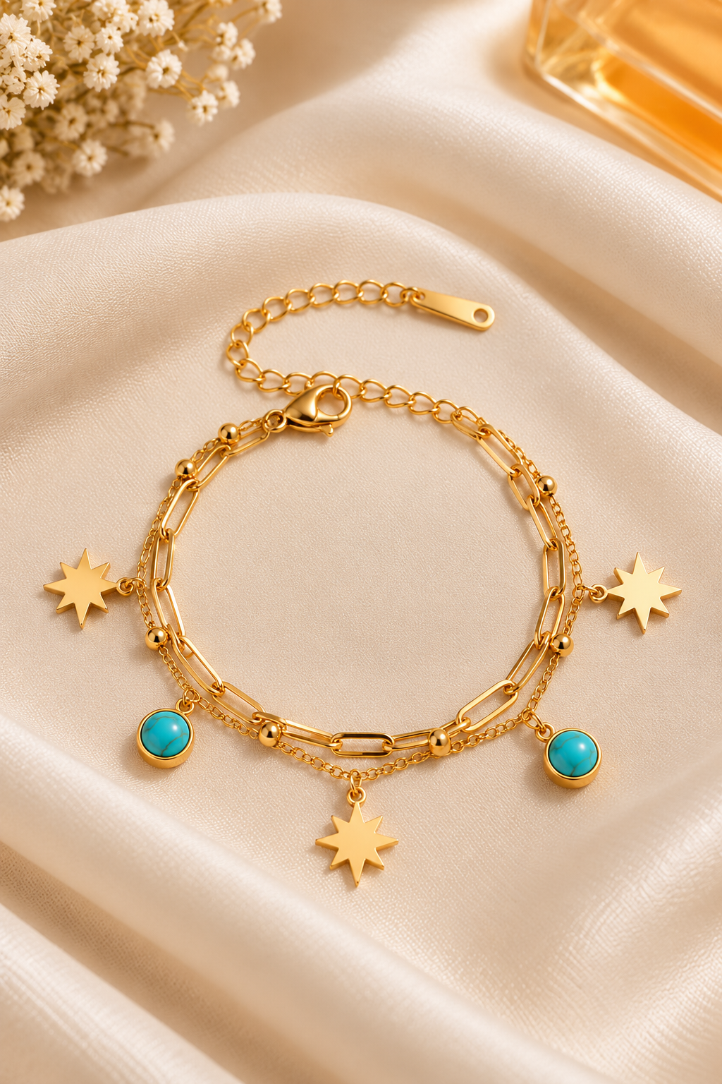 STAR AND TURQUOISE STONE BRACELET SN527