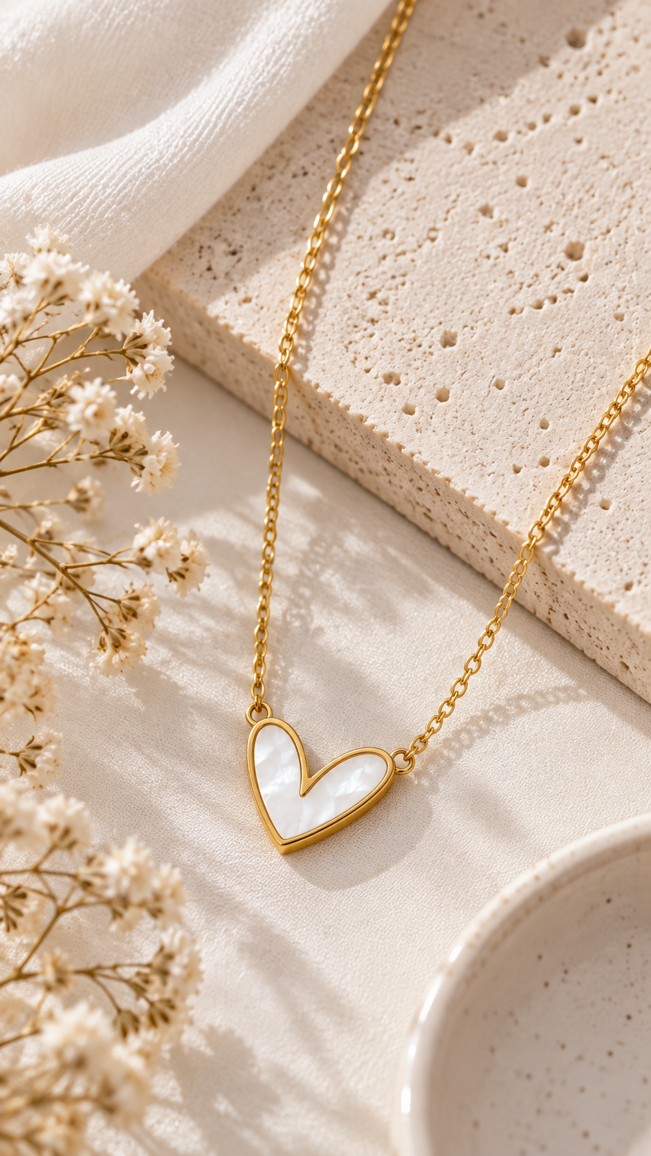 White Heart Pendant Necklace SN633