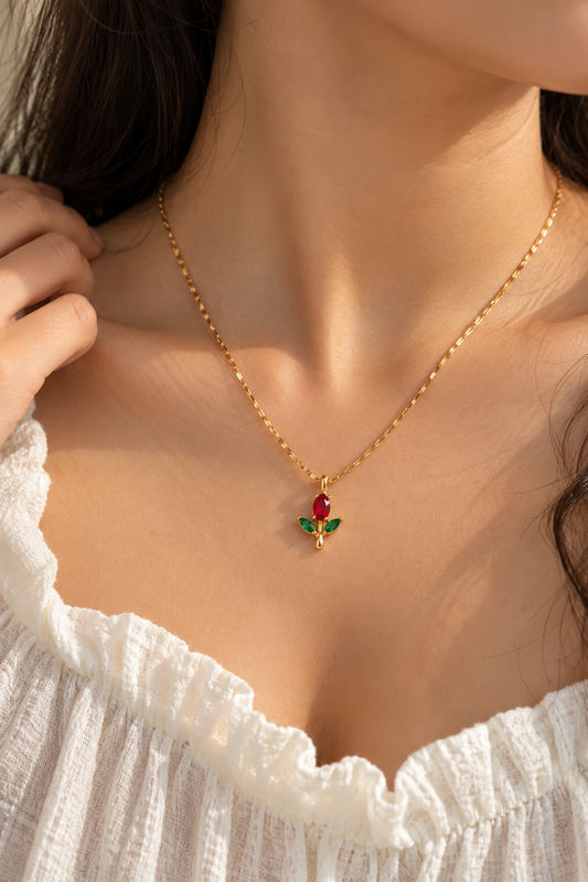 RED MINIMAL TULIP NECK CHAIN